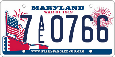MD license plate 7AE0766