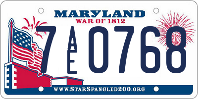 MD license plate 7AE0768