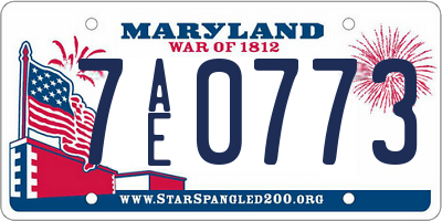 MD license plate 7AE0773
