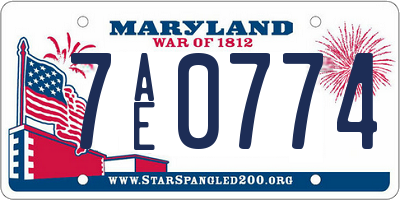 MD license plate 7AE0774