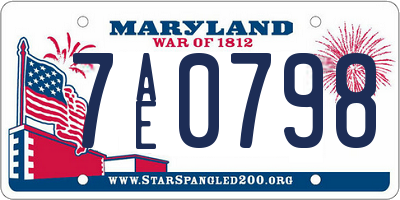 MD license plate 7AE0798