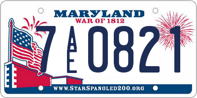 MD license plate 7AE0821