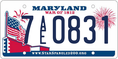 MD license plate 7AE0831