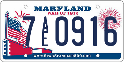 MD license plate 7AE0916