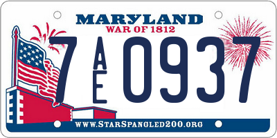 MD license plate 7AE0937