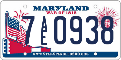 MD license plate 7AE0938