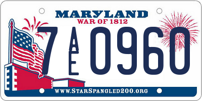 MD license plate 7AE0960
