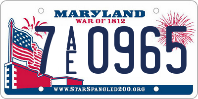 MD license plate 7AE0965