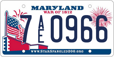 MD license plate 7AE0966