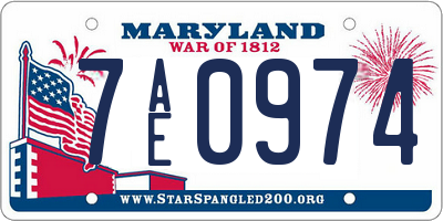 MD license plate 7AE0974