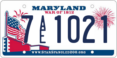 MD license plate 7AE1021
