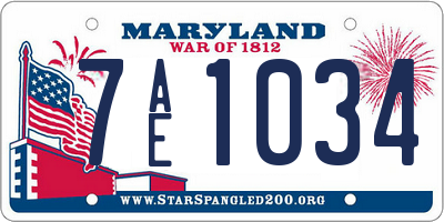 MD license plate 7AE1034