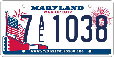 MD license plate 7AE1038