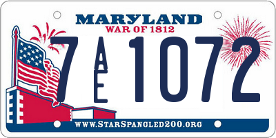 MD license plate 7AE1072