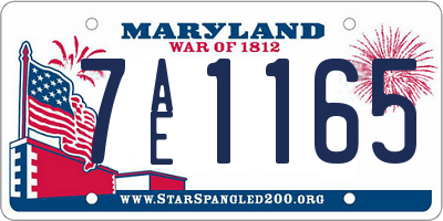 MD license plate 7AE1165