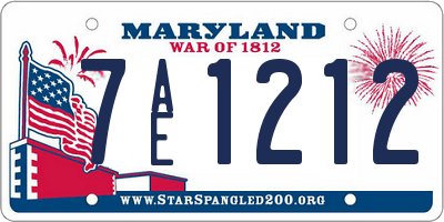 MD license plate 7AE1212