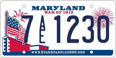 MD license plate 7AE1230