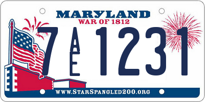 MD license plate 7AE1231