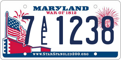 MD license plate 7AE1238