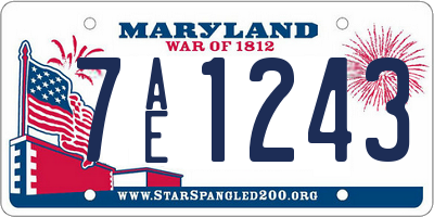 MD license plate 7AE1243