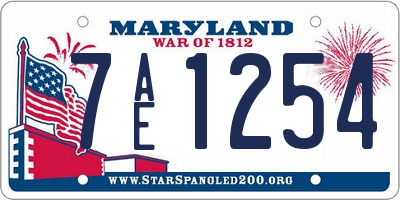 MD license plate 7AE1254