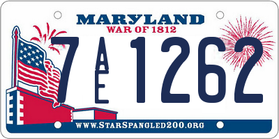 MD license plate 7AE1262