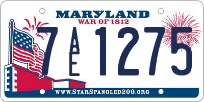 MD license plate 7AE1275
