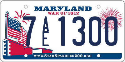 MD license plate 7AE1300