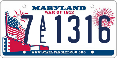 MD license plate 7AE1316