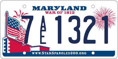 MD license plate 7AE1321