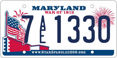 MD license plate 7AE1330