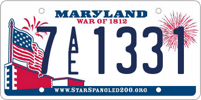 MD license plate 7AE1331