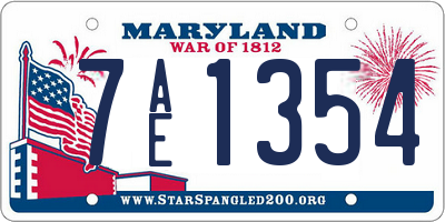 MD license plate 7AE1354
