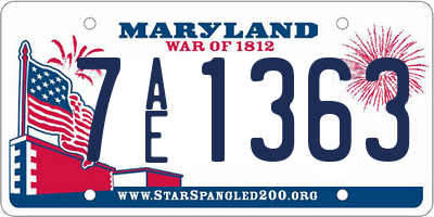 MD license plate 7AE1363