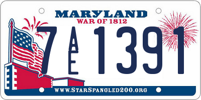 MD license plate 7AE1391