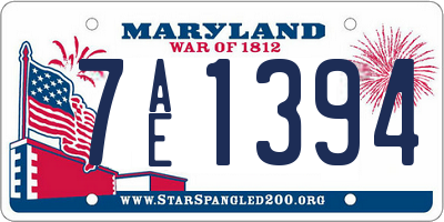 MD license plate 7AE1394