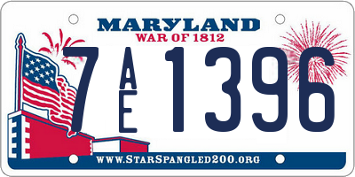 MD license plate 7AE1396