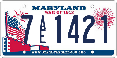 MD license plate 7AE1421