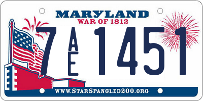 MD license plate 7AE1451