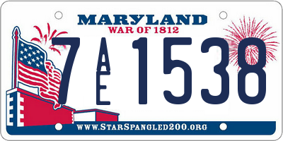 MD license plate 7AE1538