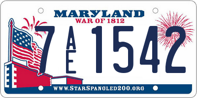 MD license plate 7AE1542