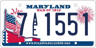 MD license plate 7AE1551
