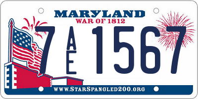 MD license plate 7AE1567