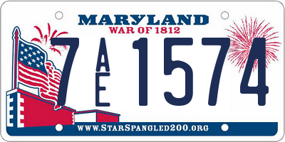 MD license plate 7AE1574
