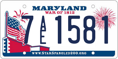 MD license plate 7AE1581