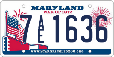 MD license plate 7AE1636