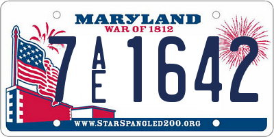 MD license plate 7AE1642