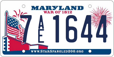 MD license plate 7AE1644