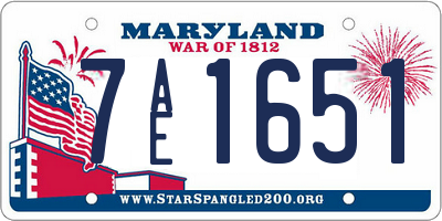 MD license plate 7AE1651
