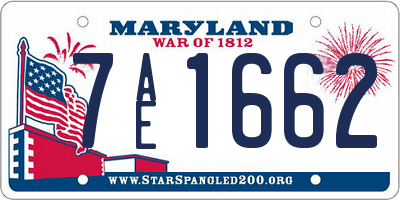 MD license plate 7AE1662